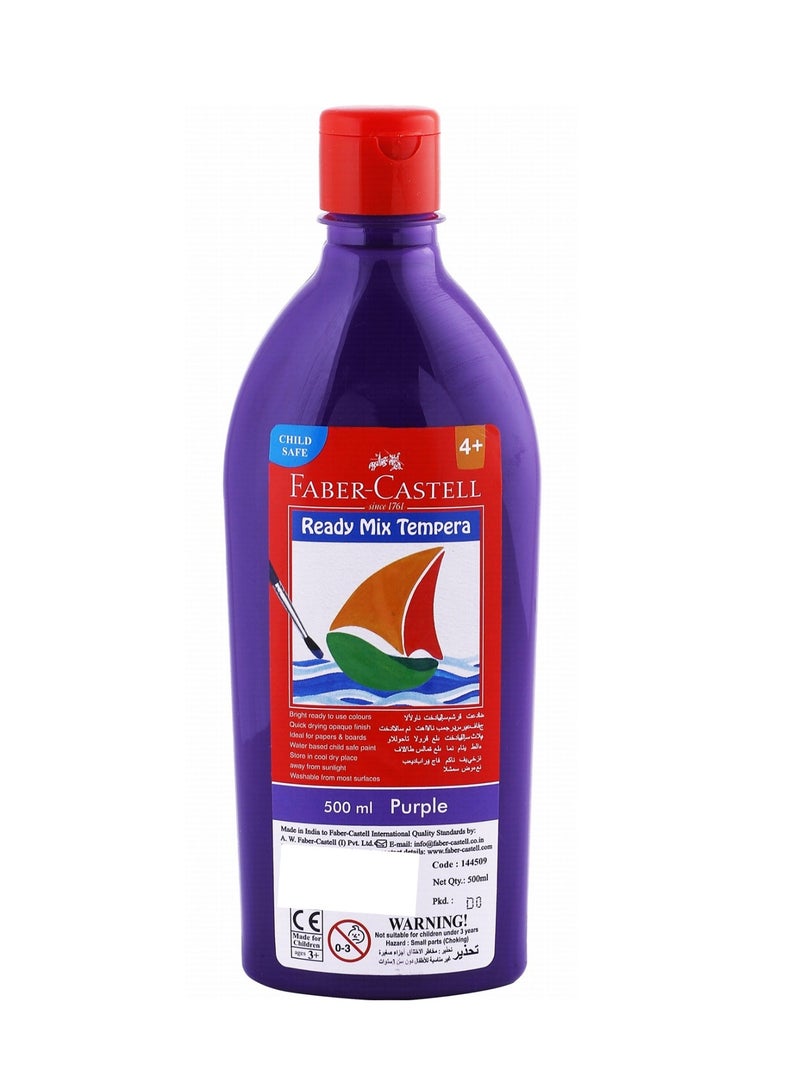 FABER-CASTELL 1-Piece Super Washable Ready Mix Temepra Paints 500ml Content Purple - Image 1