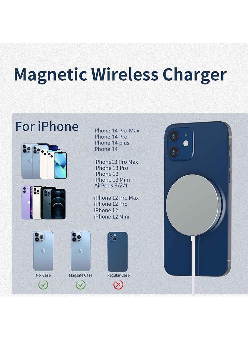 MMG - MagSafe Charger【MFI/UACK Certified】 USB C Fast Charging,Wireless Magnetic Fast PD Charging up to 15W Compatibility with iPhone 14,14 Plus,14 Pro,14 Pro Max , 13,12 series,AirPods Pro2 - Image 1