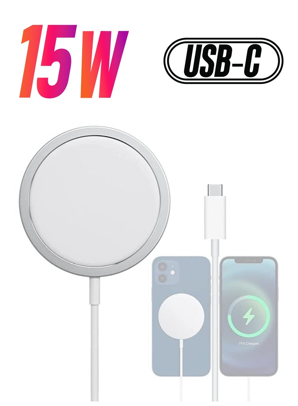 MagSafe Charger【MFI/UACK Certified】 USB C Fast Charging,Wireless Magnetic Fast PD Charging up to 15W Compatibility with iPhone 14,14 Plus,14 Pro,14 Pro Max , 13,12 series,AirPods Pro2