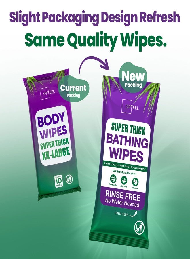 OPTEEL Thick & Large Body Wipes for Adults Bathing No Rinse - Shower Wipe, Ideal for Men, Women & Elderly - Soft & Gentle, Travel Wipes Perfect Alternative to Shower - 8 Packs (80ct) - Image 5