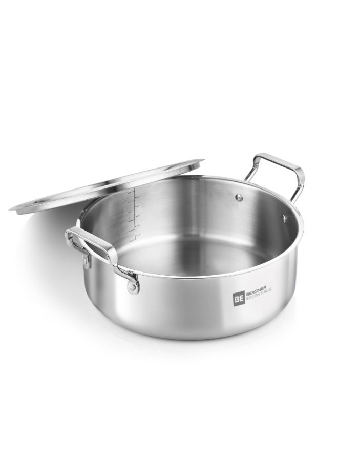 Bergner Tripro BE Essentials 5 Pc Triply Cookware Set - Kadai 24cm/3L with Lid, 22cm/1.5L Frypan, Shallow Biryani Pan 28cm/5.8L with Lid, Less Oil Use, Healthy Cooking - Induction and Gas Stove Ready - Image 4