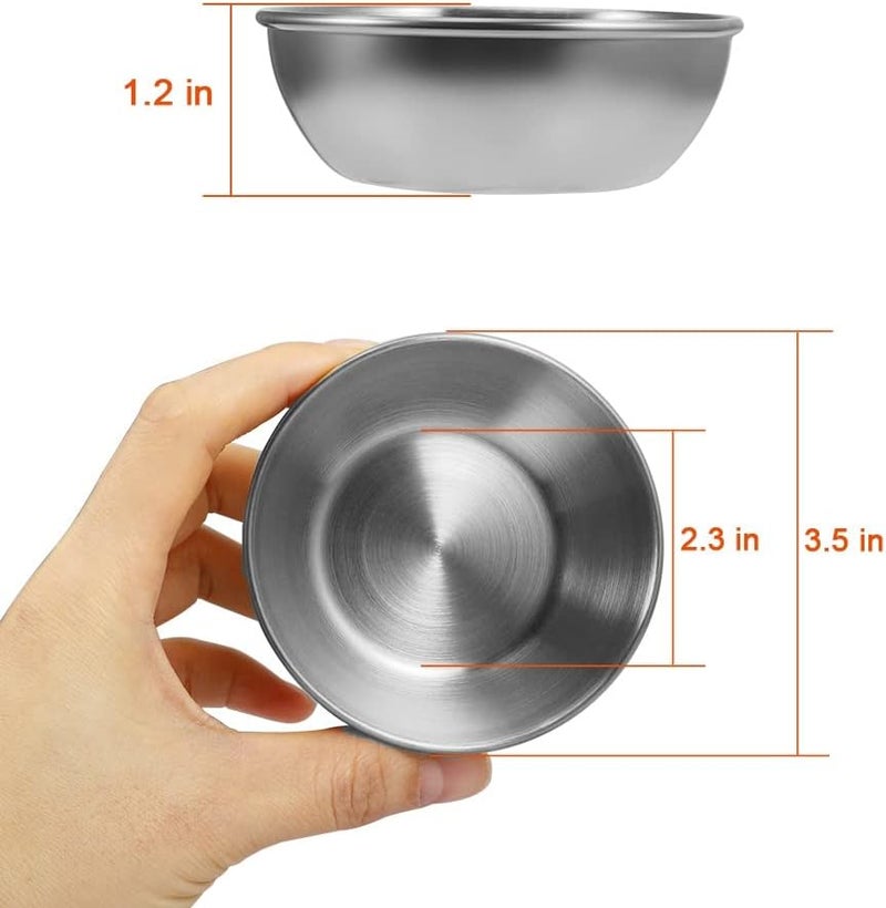 Amytalk 12 Pack 3.5inch Stainless Steel Sauce Dishes Mini Individual Saucers Bowl Round Seasoning Dishes Sushi Dipping Bowl Appetizer Plates, Sliver - Image 2