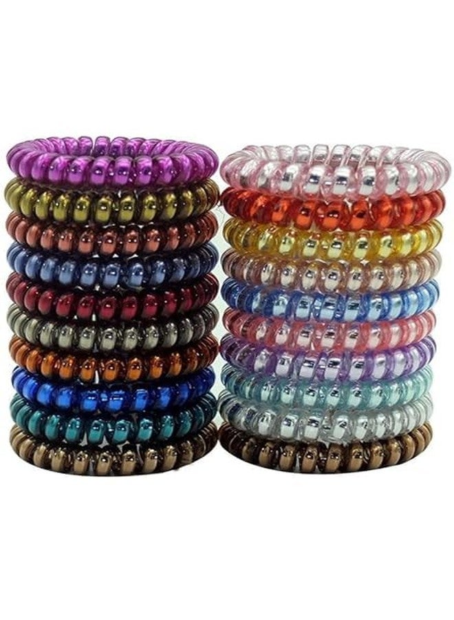 Minta sprial Telephone Wire | Spiral Elastic Band | Bracelet | Ponytail Holder Hair Rubber Bands (Pack of 24) - Image 2