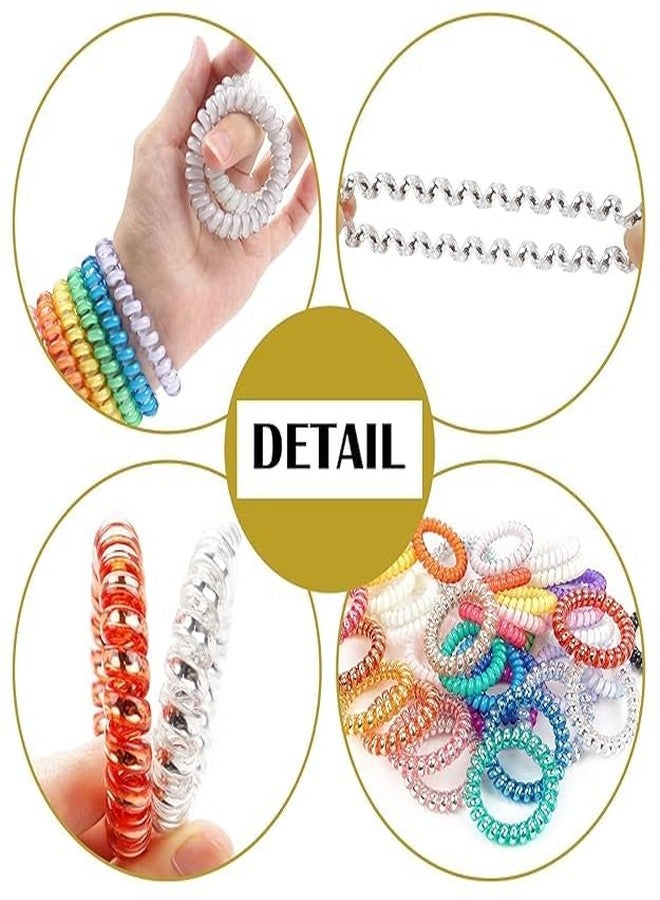 Minta sprial Telephone Wire | Spiral Elastic Band | Bracelet | Ponytail Holder Hair Rubber Bands (Pack of 24) - Image 5
