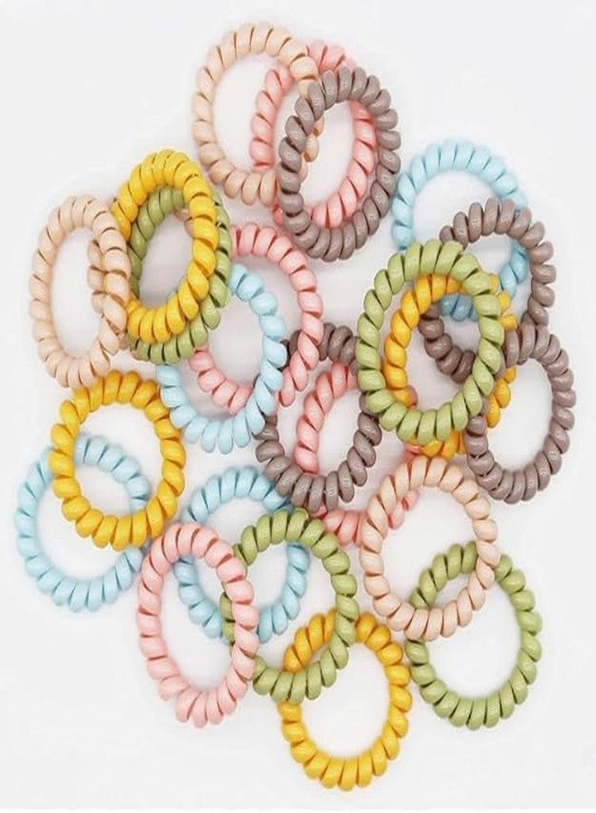 Minta sprial Telephone Wire | Spiral Elastic Band | Bracelet | Ponytail Holder Hair Rubber Bands (Pack of 24) - Image 4