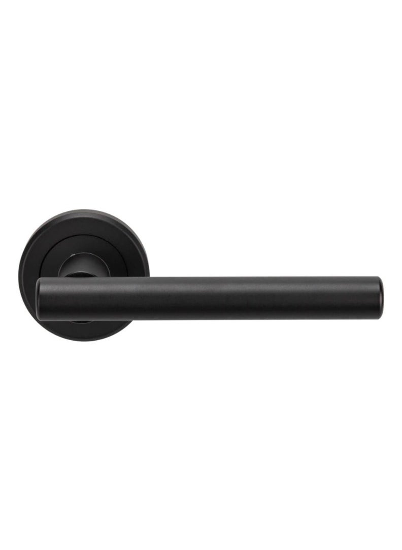 KNP KNP Door Handle Set Lock (Matt-black) modern handle with an integrated locking mechanism, ensuring your door not only looks elegant but also functions reliably.  - Image 1