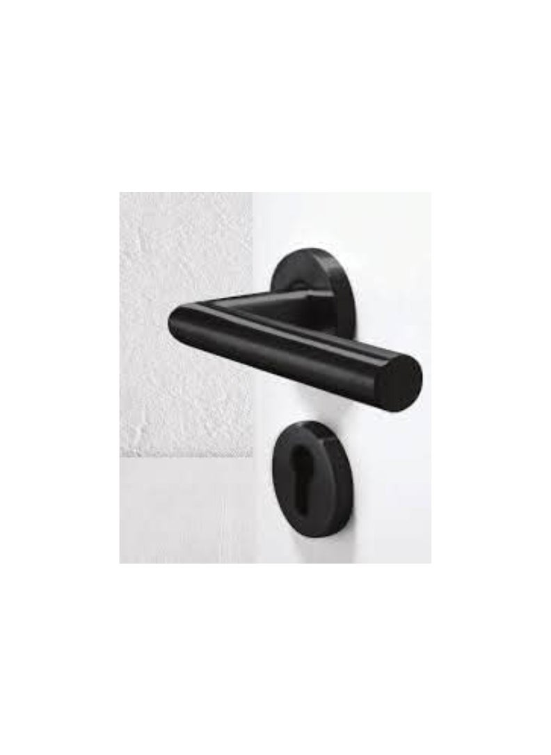 KNP KNP Door Handle Set Lock (Matt-black) modern handle with an integrated locking mechanism, ensuring your door not only looks elegant but also functions reliably.  - Image 2
