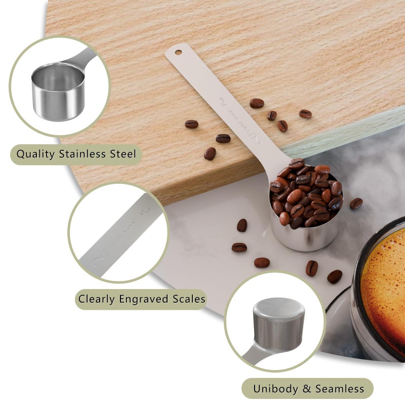 LEIFENY 1PCS 2 Tablespoon(2tbsp, 30ml, 1/8cup) Coffee Scoop, Long Handle Measuring Spoon, Stainless Steel Scooper - Image 3