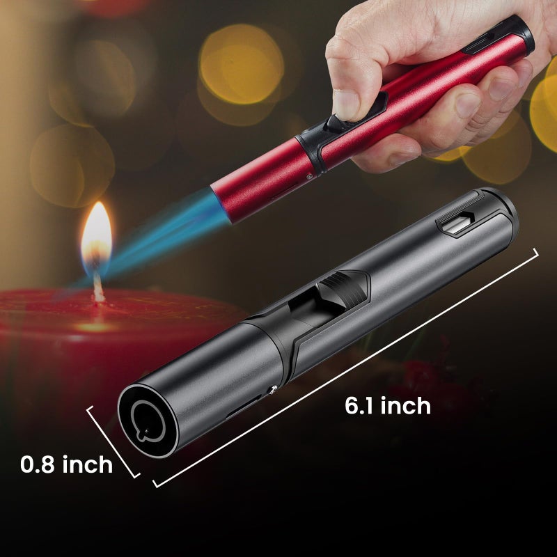 Urgrette 2 Pack Butane Torch Lighter, 6-inch Refillable Pen Lighter Adjustable Jet Flame Butane Lighter for Grill BBQ Candle Camping (Gas Not Included) Raven & Ruby - Image 2