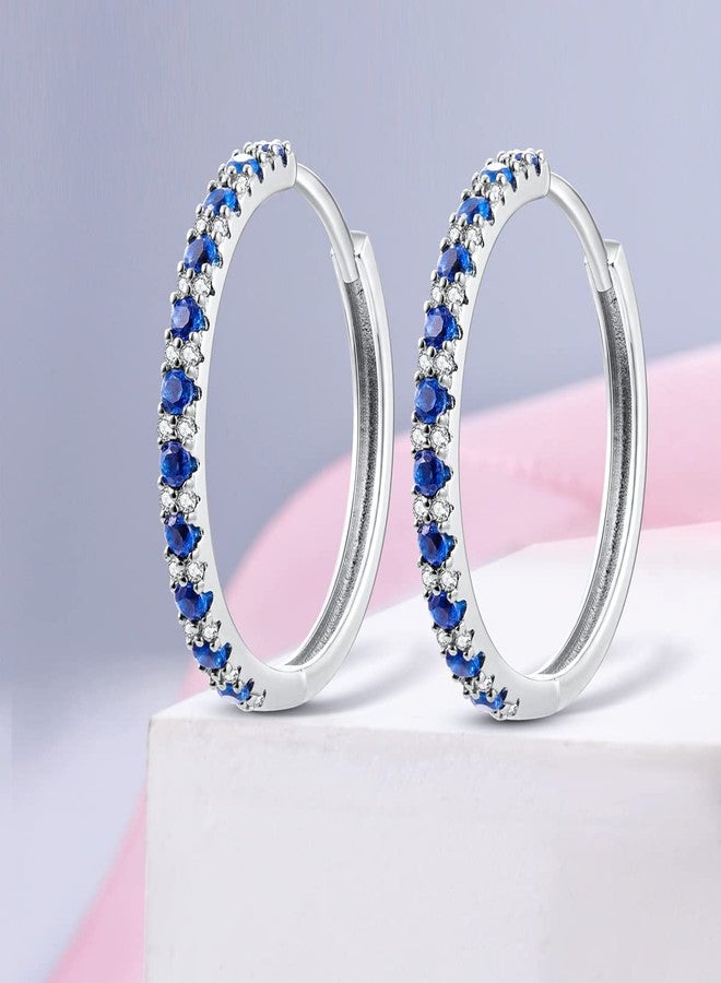 NARMO 925 Sterling Silver Hoop Earrings Heart Hoop Earings for Women U Shaped Hoop Earrings Colorful Cubic Zirconia Large Big Hoops Various Hypoallergenic Hoop Earrings, Silver, Cubic Zirconia - Image 2