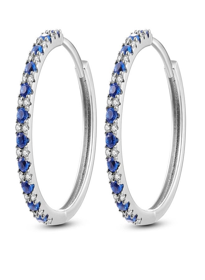 NARMO 925 Sterling Silver Hoop Earrings Heart Hoop Earings for Women U Shaped Hoop Earrings Colorful Cubic Zirconia Large Big Hoops Various Hypoallergenic Hoop Earrings, Silver, Cubic Zirconia - Image 1