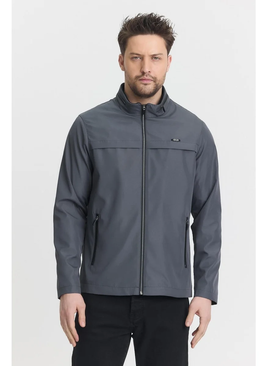 سيفيست Gray Men's Cotton Polyester Blend Water and Windproof Seasonal & Summer Coat