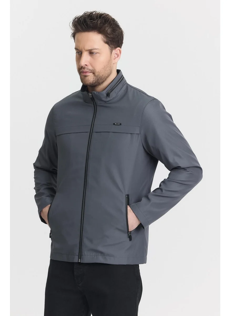 سيفيست Gray Men's Cotton Polyester Blend Water and Windproof Seasonal & Summer Coat