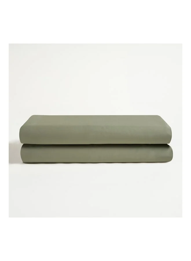 Solid Green Double Bed Cotton Satin Plain Sheet.