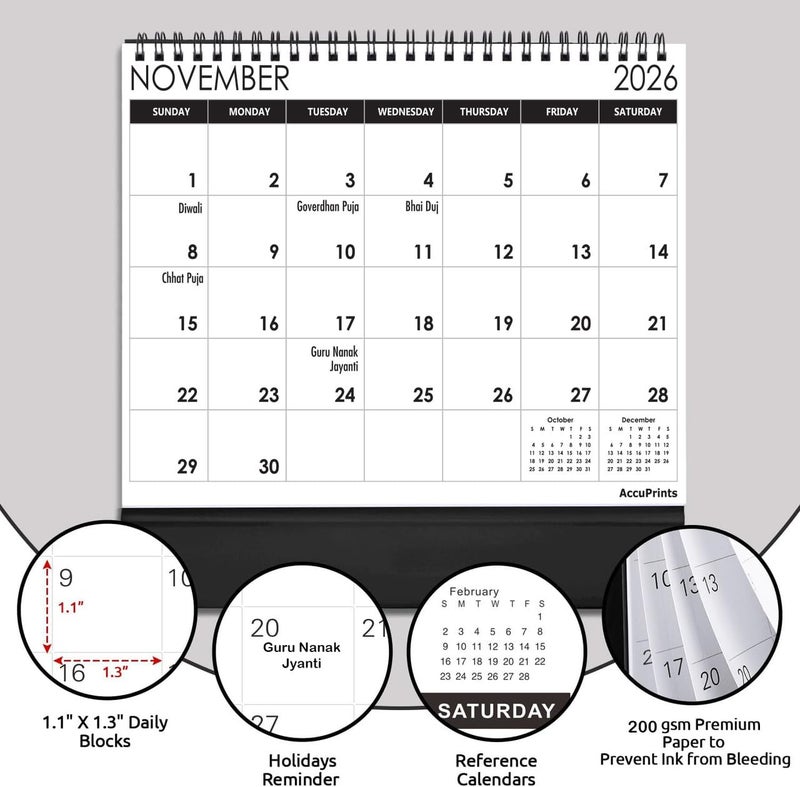 AccuPrints® Desk Calendar 2026-Size 9.5 x 7.1 inch Standing Desk Calendar,(2026) - Image 3