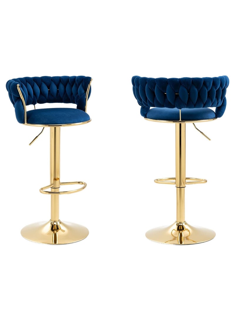 DubaiGallery Luxury bar Stool,Modern Round Adjustable Reception Chair, Gold Velvet Bar Chair, Kitchen high Dining Chair , Height Adjustable and 360° Swivel. Suitable for bar, Home, office, Cafe - Image 4