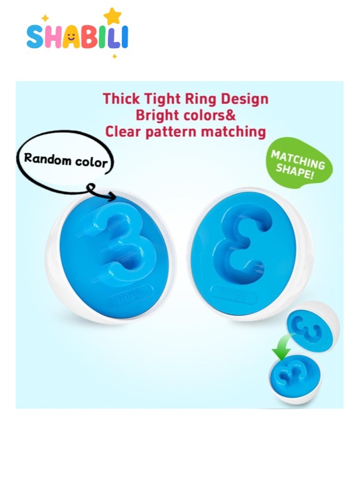 شبيلي مجموعة بيض مطابقة 12 قطعة، فرز الألوان/الأشكال والأرقام داخل علبة بيض صفراء، لعبة منتسوري آمنة لتنمية المهارات الحركية الدقيقة للأطفال الصغار، هدية تعليمية مناسبة للسفر - Image 3