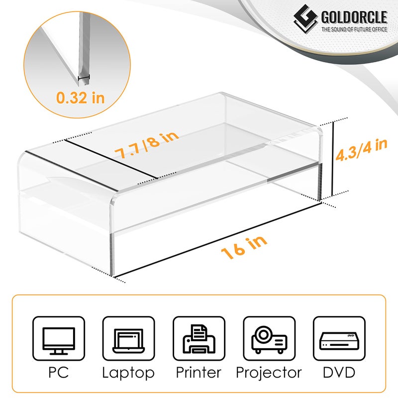 GoldOrcle Acrylic Monitor Stand Riser Clear Computer Monitor Stand (Big) - Image 2