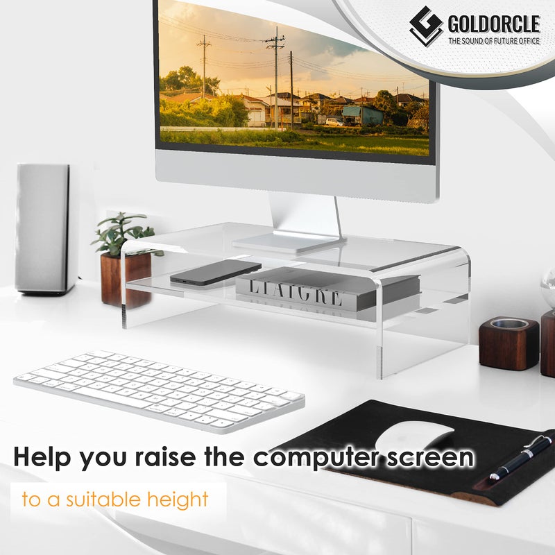 GoldOrcle Acrylic Monitor Stand Riser Clear Computer Monitor Stand (Big) - Image 5