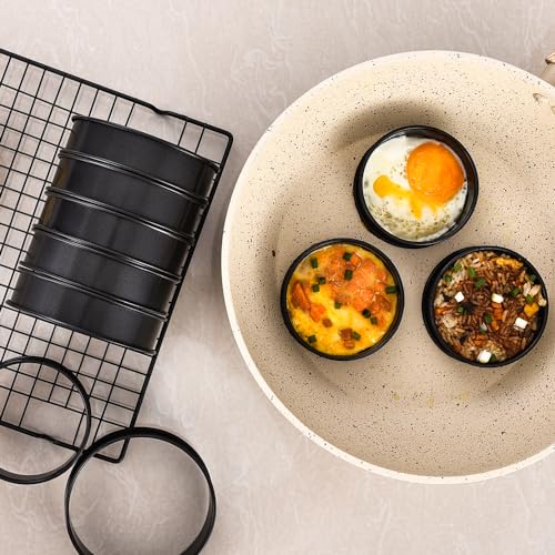 KUAYB 12Pieces Crumpet Rings Nonstick English Muffin Rings, 3.15 Inch Stainless Steel Double Rolled Metal Baking Tart Ring Molds for cookies, pastries - Image 4