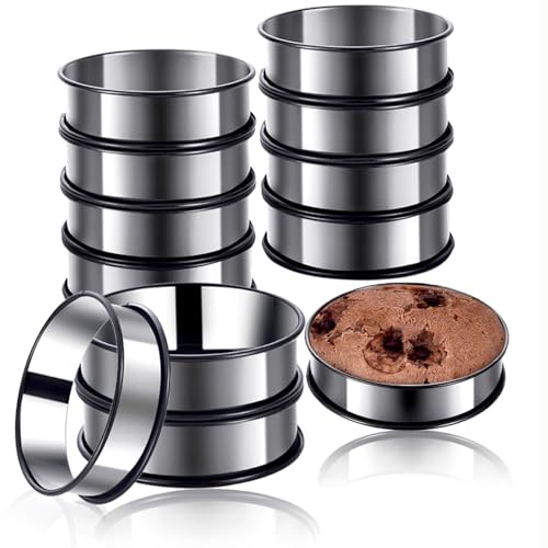 KUAYB 12Pieces Crumpet Rings Nonstick English Muffin Rings, 3.15 Inch Stainless Steel Double Rolled Metal Baking Tart Ring Molds for cookies, pastries - Image 1