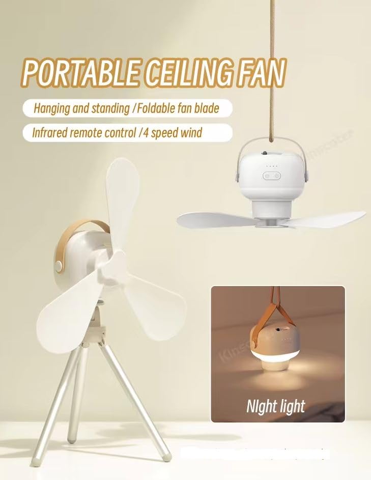 Furret Furret Outdoor camping tripod fan Table top shaking head ceiling fan Hanging dualpurpose lighting fan Aesthetic Look  - Image 2