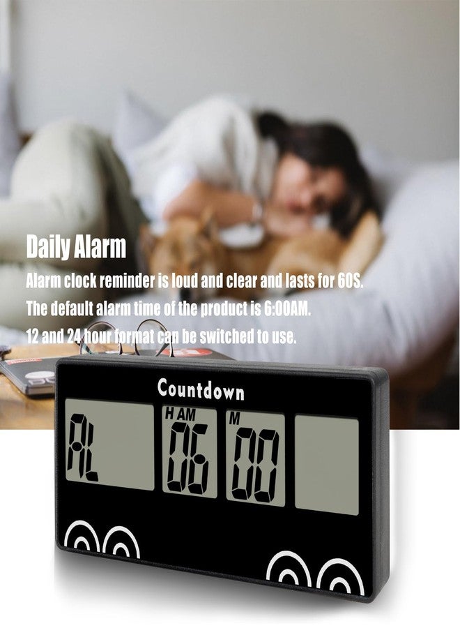 Jayron Reusable and Magnet Countdown Timer 9999 Days Digital Alarm Loud Clock Bedside Reminder, Kitchen Countdown Timer for Event Reminder Baby Retirement Cooking Pregnancy Wedding Christmas (Black) - Image 4