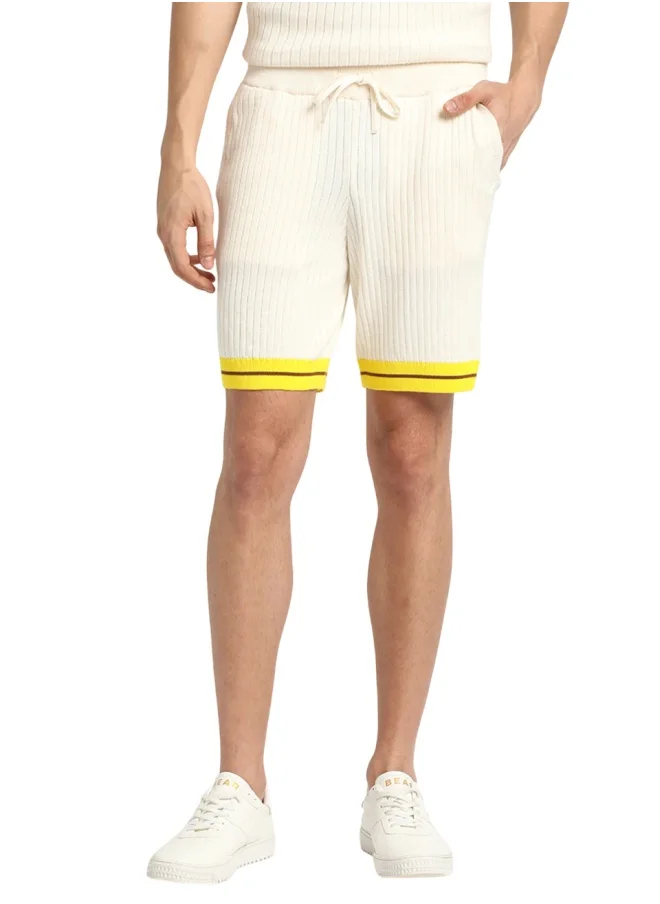 THE BEAR HOUSE The Bear House Cotton Shorts for Men – Comfortable and Breathable with Adjustable Waistband and Functional Pockets, Available in Cream