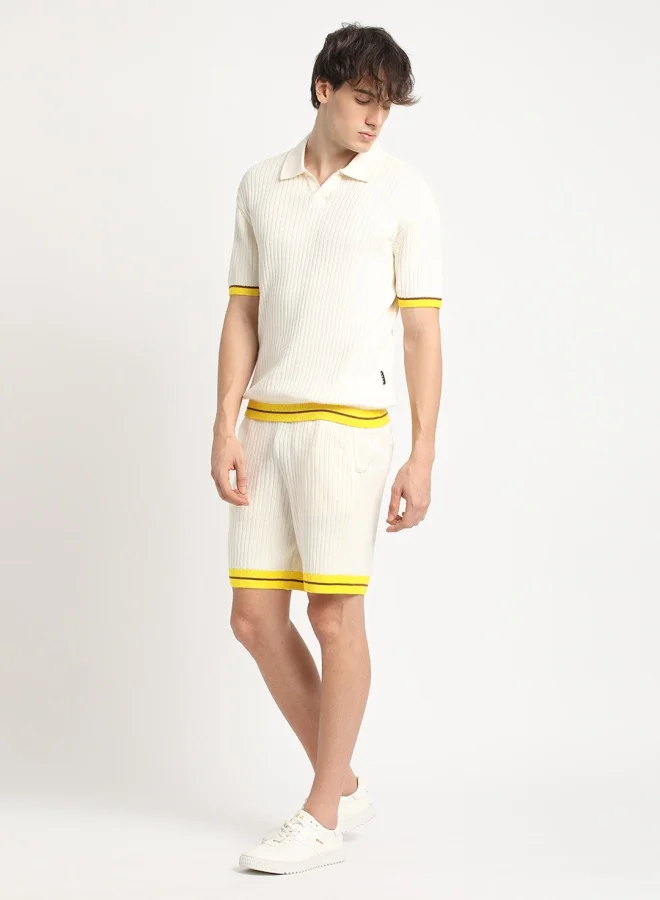 THE BEAR HOUSE The Bear House Cotton Shorts for Men – Comfortable and Breathable with Adjustable Waistband and Functional Pockets, Available in Cream