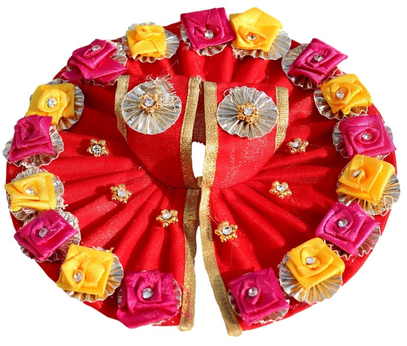 Geetanjali OneStoreIndia Handmade Laddu Gopal jiKrishna ji Designer Dress with Artificial Flower ADAmerican Diamond Pearl StoneSize 2 - Image 2