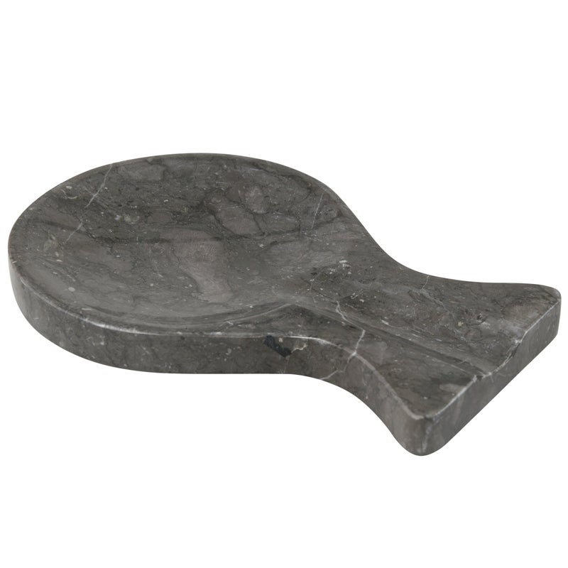 Creative Home Luxury HandCarved Natural Charcoal Marble Spoon Rest  HeavyDuty Utensil Holder for Spoons Ladles  Spatulas Made from Premium Java Stone ChemicalFree  Elegant Dark Grey 86