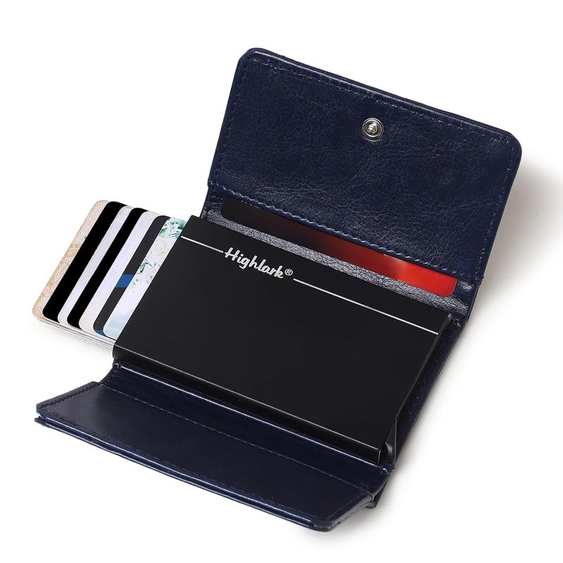 Highlark ® Luxury Leather Pop-Up Card Holder for Men & Women | RFID Blocking Classic & Minimalist Design | Slim Card Holder Wallet with Quick Access - Image 1