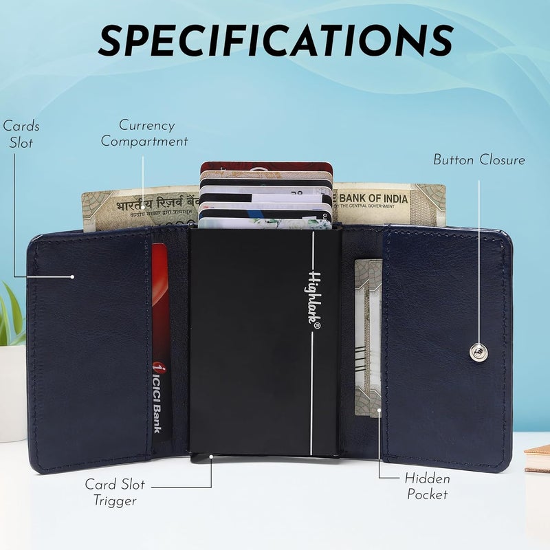 Highlark ® Luxury Leather Pop-Up Card Holder for Men & Women | RFID Blocking Classic & Minimalist Design | Slim Card Holder Wallet with Quick Access - Image 2