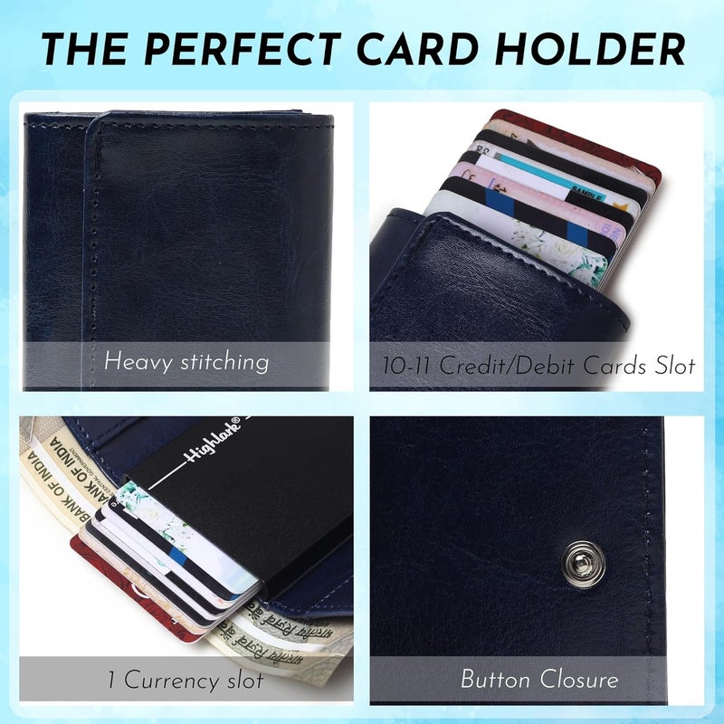 Highlark ® Luxury Leather Pop-Up Card Holder for Men & Women | RFID Blocking Classic & Minimalist Design | Slim Card Holder Wallet with Quick Access - Image 4