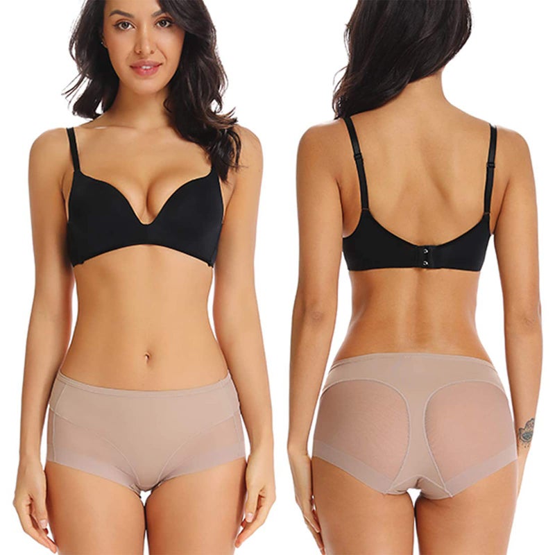 WOWENY 2 Packs Tummy Control Panties for Women Seamless Butt Lifter Briefs Comfy Body Shaper Shapewear Sexy Underwear(Beige, 3X-Large) - Image 5