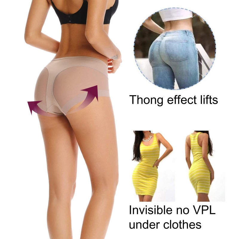 WOWENY 2 Packs Tummy Control Panties for Women Seamless Butt Lifter Briefs Comfy Body Shaper Shapewear Sexy Underwear(Beige, 3X-Large) - Image 4