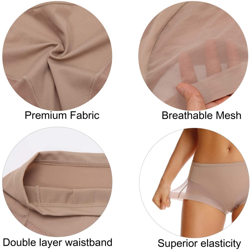 WOWENY 2 Packs Tummy Control Panties for Women Seamless Butt Lifter Briefs Comfy Body Shaper Shapewear Sexy Underwear(Beige, 3X-Large) - Image 3