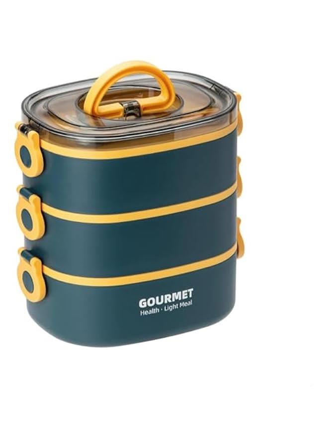 HOOKOR Bento Lunch Box,Stackable 3 Layers Bento Box,2000ml Large Capacity Lunch Containers,Leak-Proof, Food-Safe Materials. For Work School Camping, Microwave and Dishwasher Safe (Blue) - Image 1