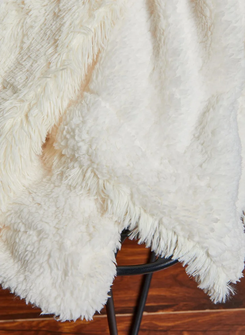 AURORA Cream Faux Fur Blanket