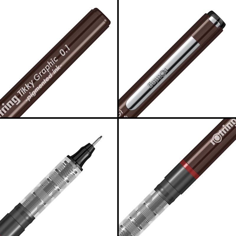 Rotring Tikky Graphic Pigment Liner 01mm 02mm Pens 3 Each With Black Pigmented Ink Fibre Tip 6 Pen Set for Art Drawings Mandala Calligraphy Outline Art Craft - Image 3