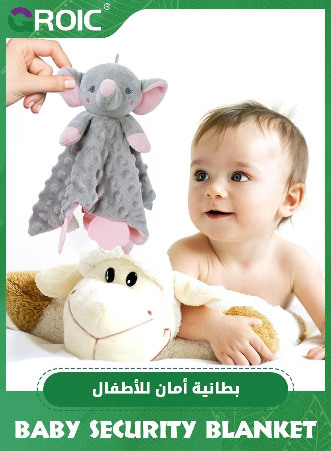 GROIC 30cm Elephant Baby Security Blanket,Dot Fabric Lovey Blanket,Stuffed Animal Snuggle Toy,Stuffed Plush Cuddle Newborn Blankie - Image 2