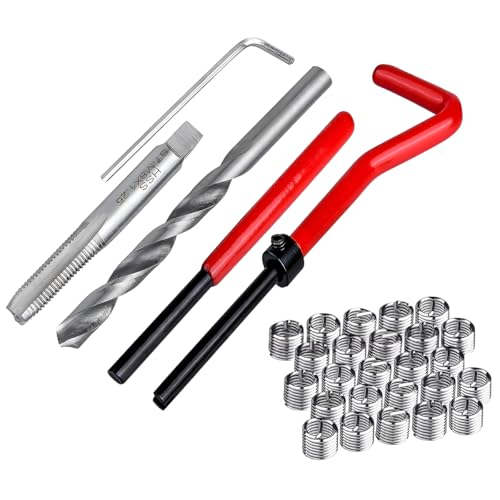 UHANBUT 30PCS M6 x 1.0mm Thread Repair Insert Kit, Car Stainless Steel Helicoil Coil Compatible Hand Tool Set, Portable Metric Rethreading Accessories for Auto Repairing - Image 1