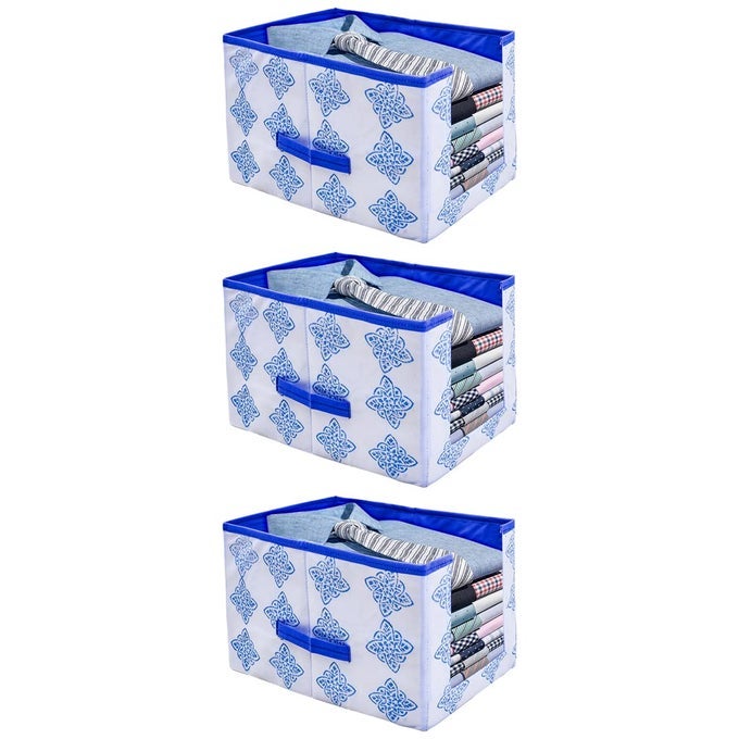 SHIRT STACKER WARDROBE ORGANIZER SHIRT STORAGE BIN CLOTHING COVERS FOR CLOSETS PRINTED FABRIC COMBO 3 PCS