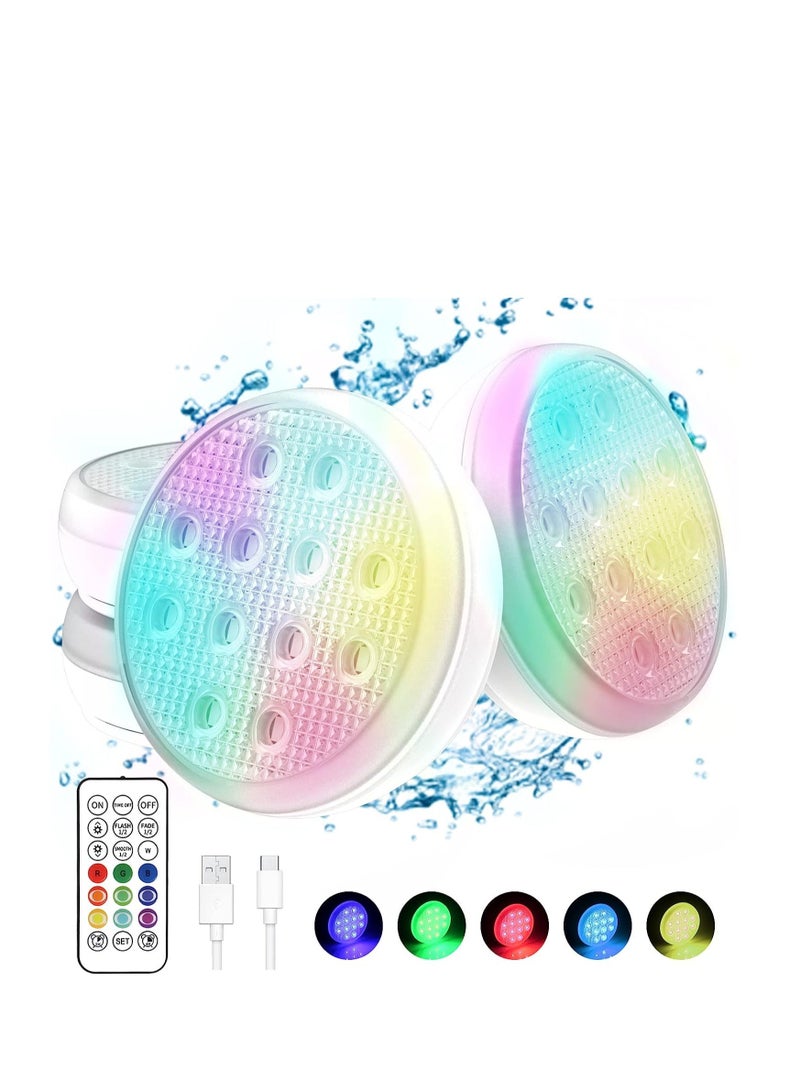 Submersible Pool Lights, Rechargeable Light with Remote, IP68 Waterproof LED Floating Lights 16 Color Changing, for Above Ground Inground Pools, Party, Bathtubs Decor, 1 Pcs - Image 1