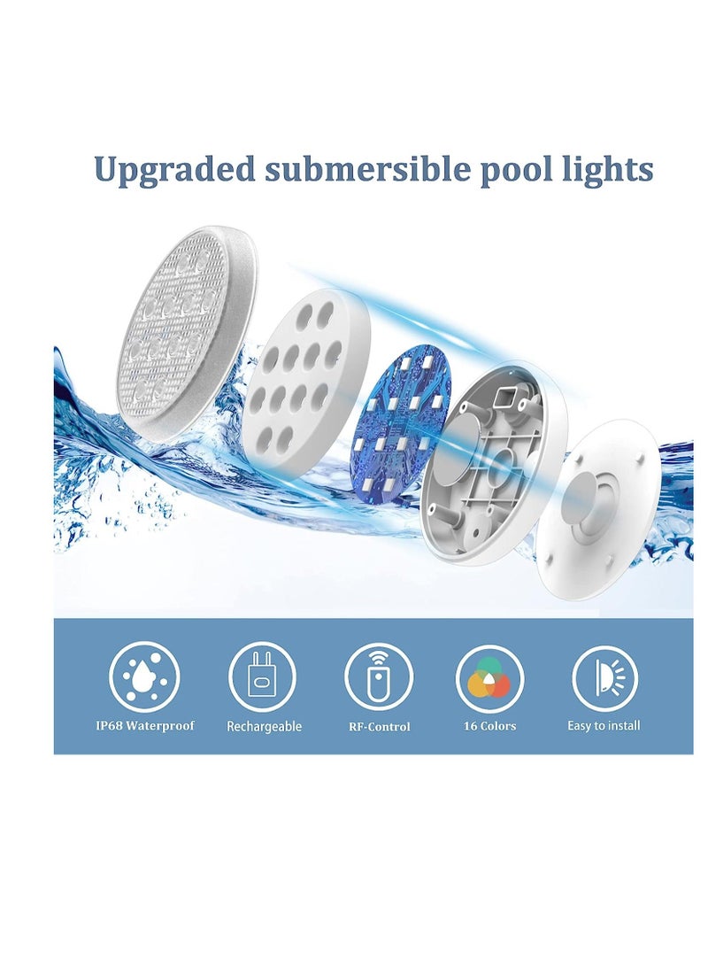 Submersible Pool Lights, Rechargeable Light with Remote, IP68 Waterproof LED Floating Lights 16 Color Changing, for Above Ground Inground Pools, Party, Bathtubs Decor, 1 Pcs - Image 4