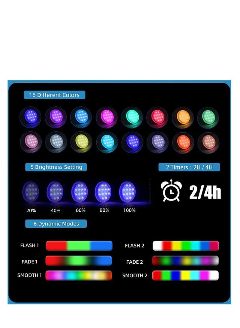 Submersible Pool Lights, Rechargeable Light with Remote, IP68 Waterproof LED Floating Lights 16 Color Changing, for Above Ground Inground Pools, Party, Bathtubs Decor, 1 Pcs - Image 2