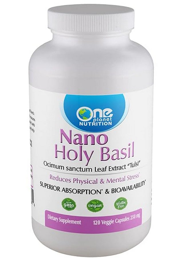 One Planet Nutrition Nano Holy Basil 500 mg Veggie Capsules (120 Servings), Ocimum Sanctum Extract, Nano for Enhanced Absorption, Supports Stress Balance and Immune Health, Non-GMO, Vegan, Gluten-Free - Image 1