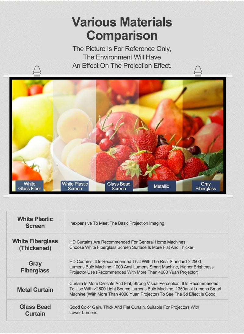 FlashHawk - 100 inch 16:9 Portable Projection Screen with 2 Tripod Stands for Outdoor and Indoor Home Theater - Image 1