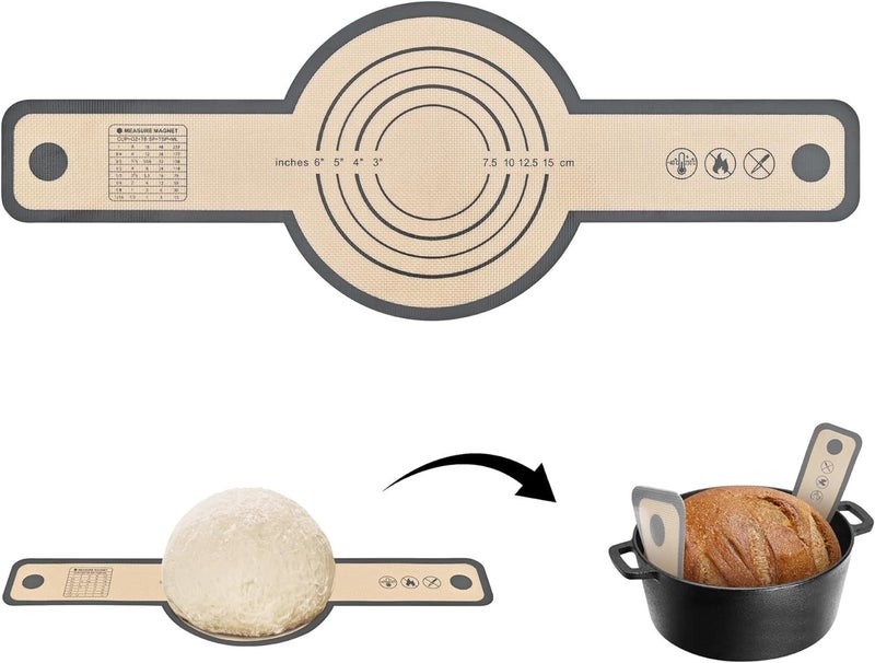 Long handle non-stick Dutch pot mat black oil-proof easy to clean silicone baking mat baking temperature Dutch pot mat(gray round) - Image 1
