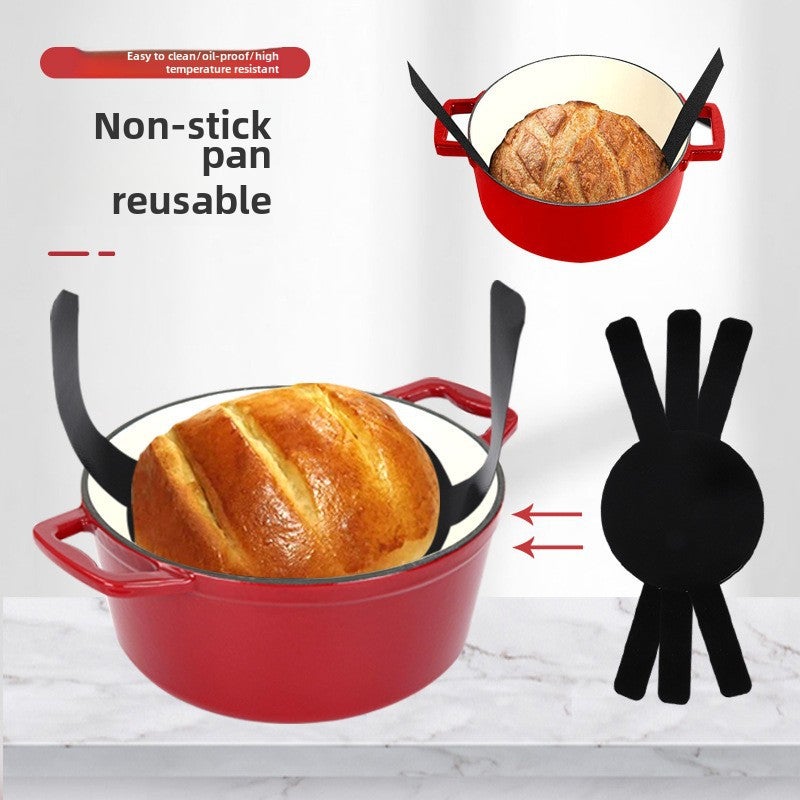 Long handle non-stick Dutch pot mat black oil-proof easy to clean silicone baking mat baking temperature Dutch pot mat(gray round) - Image 2